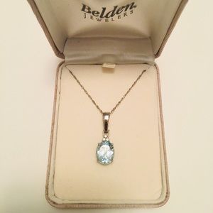 Light Blue Stone White Gold Necklace